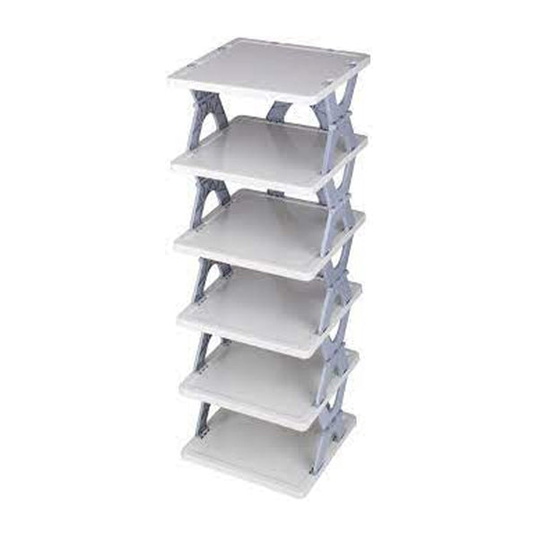 Smart Shoe Rack with 6 Layer Shoes Stand Multifunctional Entryway Foldable & Collapsible Door Shoe Rack Free Standing Heavy Duty Plastic Shoe Shelf Storage Organizer Narrow Footwear Home (Mix Color)