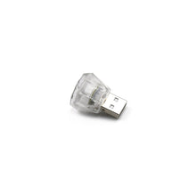 USB LED car light with diamond shape, colorful design.